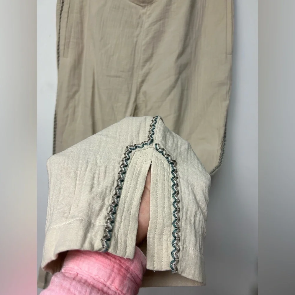 NWT SOFT SURROUNDINGS Lale Gauze pull on‎ tan/Brown Cotton pants Size L Neutral